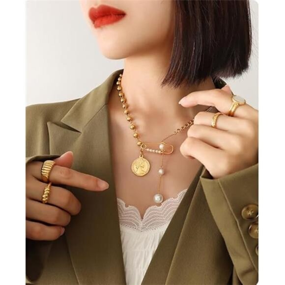 Small Gold Pearl Necklace Choker 3mm Handpicked Pearl 18K Gold Plated - Picture 2 of 8